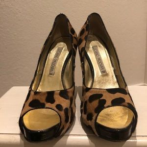 Luciano Padovan pony hair “leopard” heels